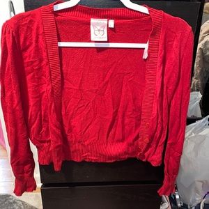 Red bubble sleeve cardigan